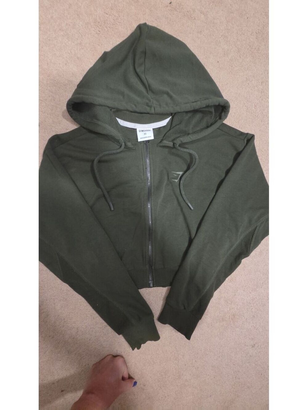 XS Gymshark Cropped Green Zip Jacket